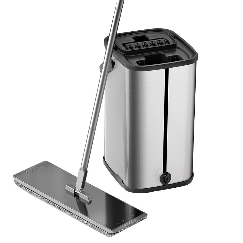 D1 Household cleaning microfiber stainless steel flat mop bucket set