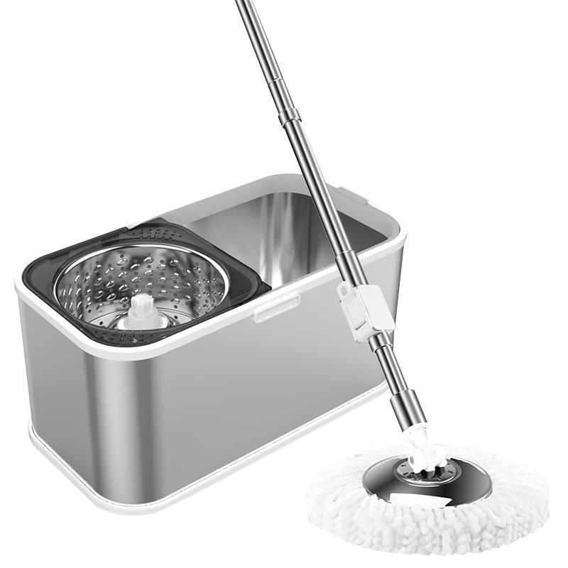 F7 square stainless steel spin mop bucket set